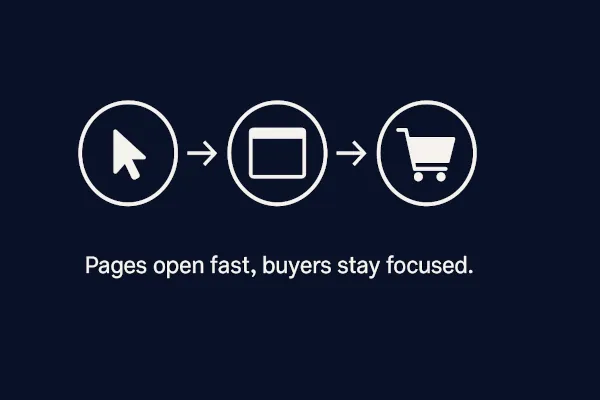 Minimal timeline: click to page to checkout