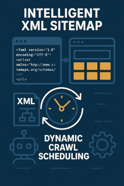 XML sitemap structure showing product URLs with daily/weekly/monthly refresh rates and priority weights
