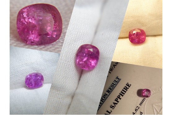 Bi-Color Hot Pink Sapphire - Cushion - 1.475 ct - IGL certified