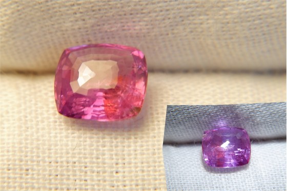 Colorchange Vivid Pink/Violet Sapphire - Rectangular - 0.978 ct - IGL certified