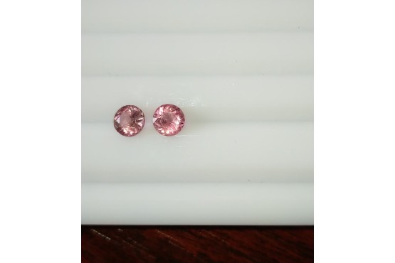 Pink Tourmaline Earrings Pair - Round - 1.30 ct - COR authenticated