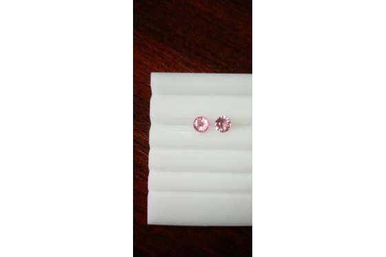 Pink Tourmaline Pair Earrings Pair - Round - 1.15 ct - COR authenticated
