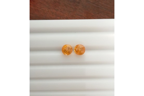 Orange Fanta Spessardine Garnet Earrings Pair - Round - 2.85 ct - COR authenticated