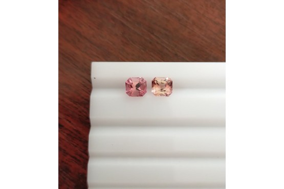 Pink Tourmaline Pair - Octagon - 1.70 ct - COR authenticated