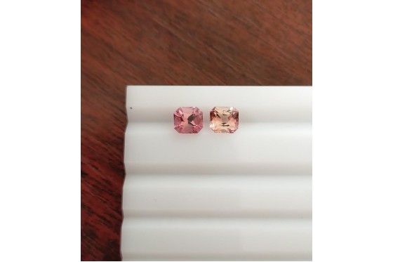 Pink Tourmaline Pair - Octagon - 1.70 ct - COR authenticated