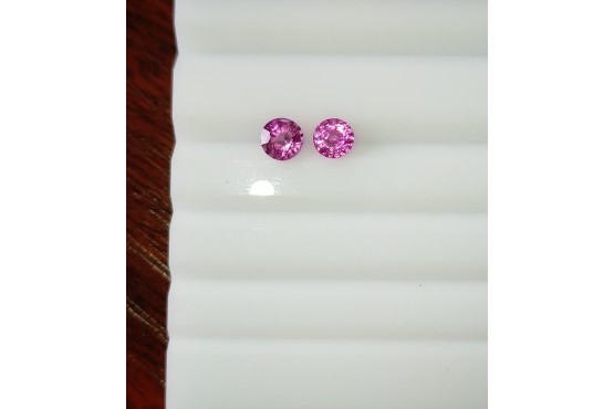 Pink Sapphire Pair - Round - 1.05 ct - COR authenticated
