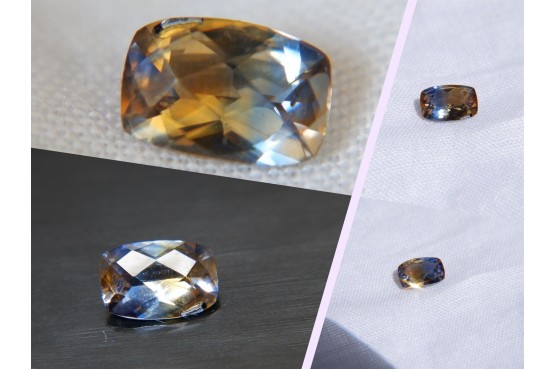 Blue/Yellow Premium Cut Sapphire - Rectangular - 0.75 ct - COR authenticated