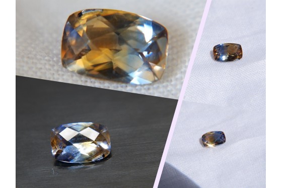 Blue/Yellow Premium Cut Sapphire - Rectangular - 0.75 ct - COR authenticated