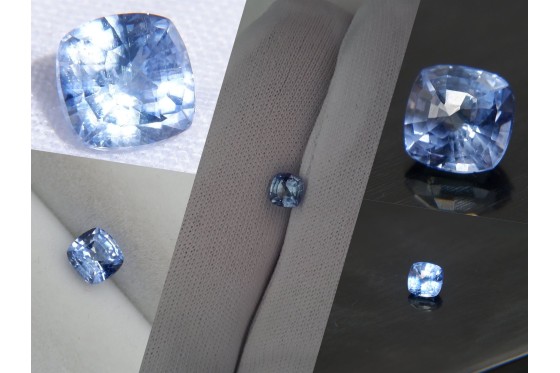 Vivid Sky-Blue Premium Sapphire - Cushion - 0.93 ct - COR authenticated