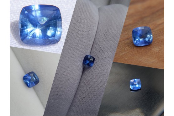 Vivid Blue Premium Sapphire - Cushion - 0.74 ct - COR authenticated