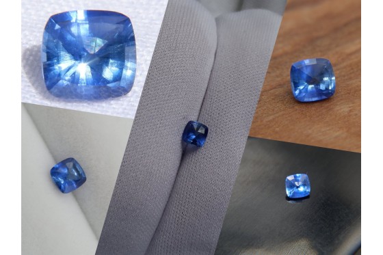 Vivid Blue Premium Sapphire - Cushion - 0.74 ct - COR authenticated