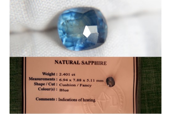 Blue Sapphire - Rectangular - 2.401 ct - IGL certified