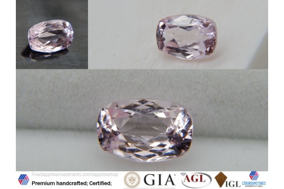 Rose Pink Beryl - Rectangular - 1.25 ct - COR authenticated