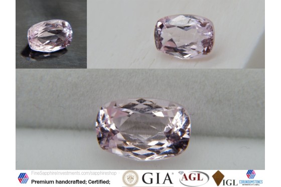 Rose Pink Beryl - Rectangular - 1.25 ct - COR authenticated
