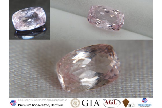 Rose Pink Beryl - Rectangular - 2.35 ct - COR authenticated