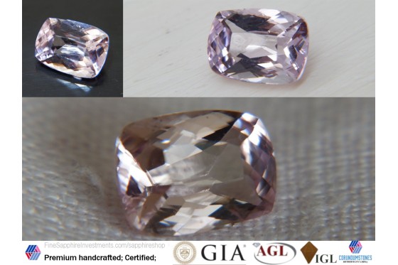 Rose Pink Beryl - Rectangular - 2.15 ct - COR authenticated