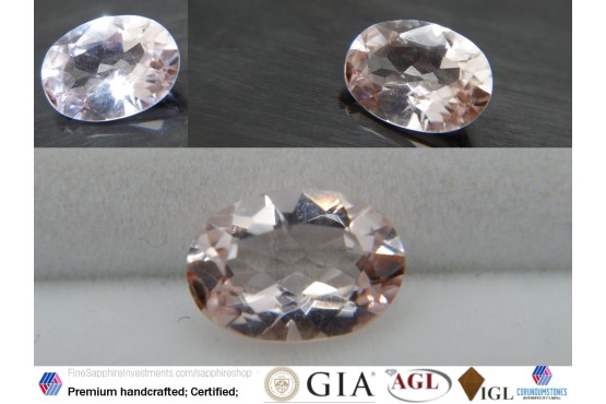 Rose Pink Beryl - Oval - 1.55 ct - COR authenticated