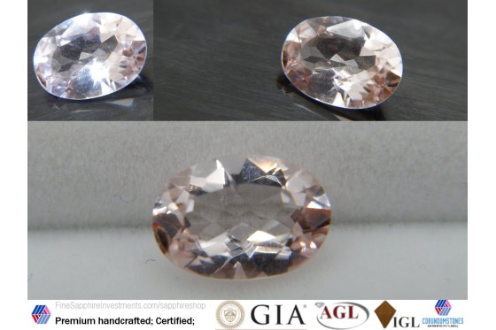 Rose Pink Beryl - Oval - 1.55 ct - COR authenticated