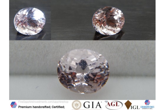 Rose Pink Beryl - Round - 1.55 ct - COR authenticated
