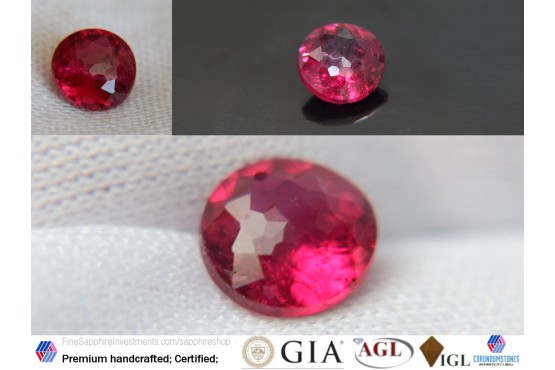 Rubellite - Round - 1.27 ct - COR authenticated