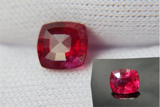 Appraised Premium: Vivid Red Rubellite - Rectangular - 1.30 ct - COR authenticated