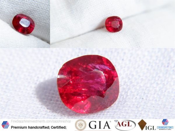 Ruby Vivid Red - Cushion - 0.759 ct - IGL certified
