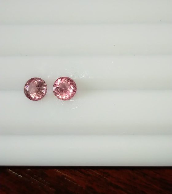 Pink Tourmaline Earrings Pair - Round - 1.30 ct - COR authenticated