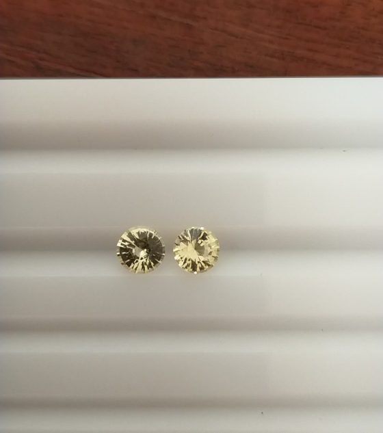 Yellow Sapphire Earrings Pair - Round - 1 ct - COR authenticated