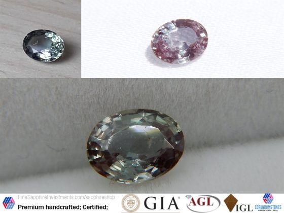 Alexandrite 85% color change purple green in Engagement Rings for Women - Oval - 0.45 ct. - COR