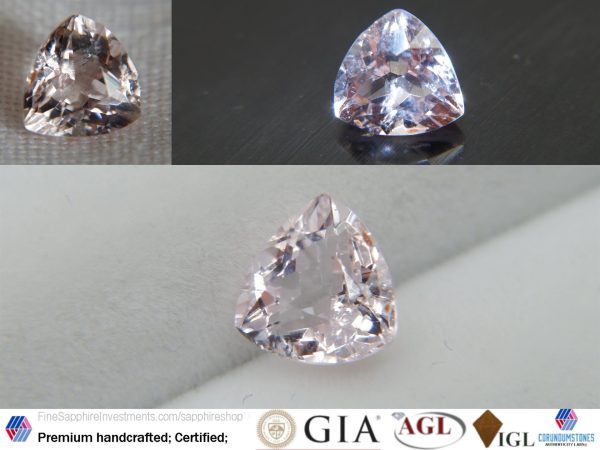 Rose Pink Beryl - Trillion - 1.40 ct - COR authenticated